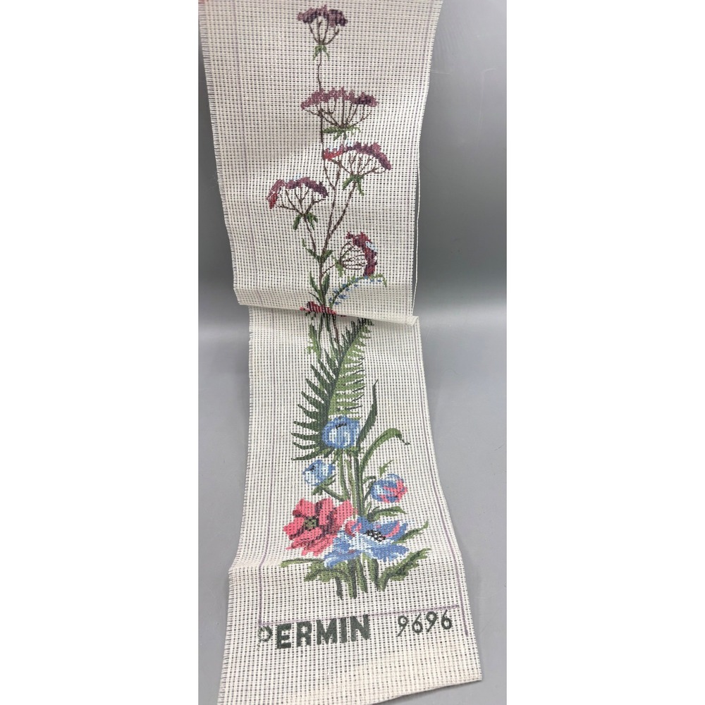 Permin of Copenhagen Floral Needlepoint Canvas 9696 Bell Pull Poppies 17.5"